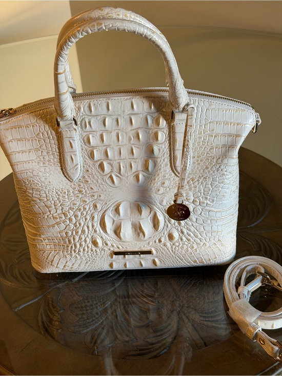 Brahmin Handbags - Brahmin Duxbury Chantilly White Croc-Embossed Satchel with Detachable Strap